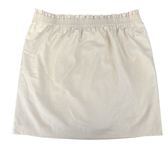 J. Crew Linen Blend Lined City Skirt Elastic Waist Neutral Women's‎  Size 16 - Picture 2 of 10